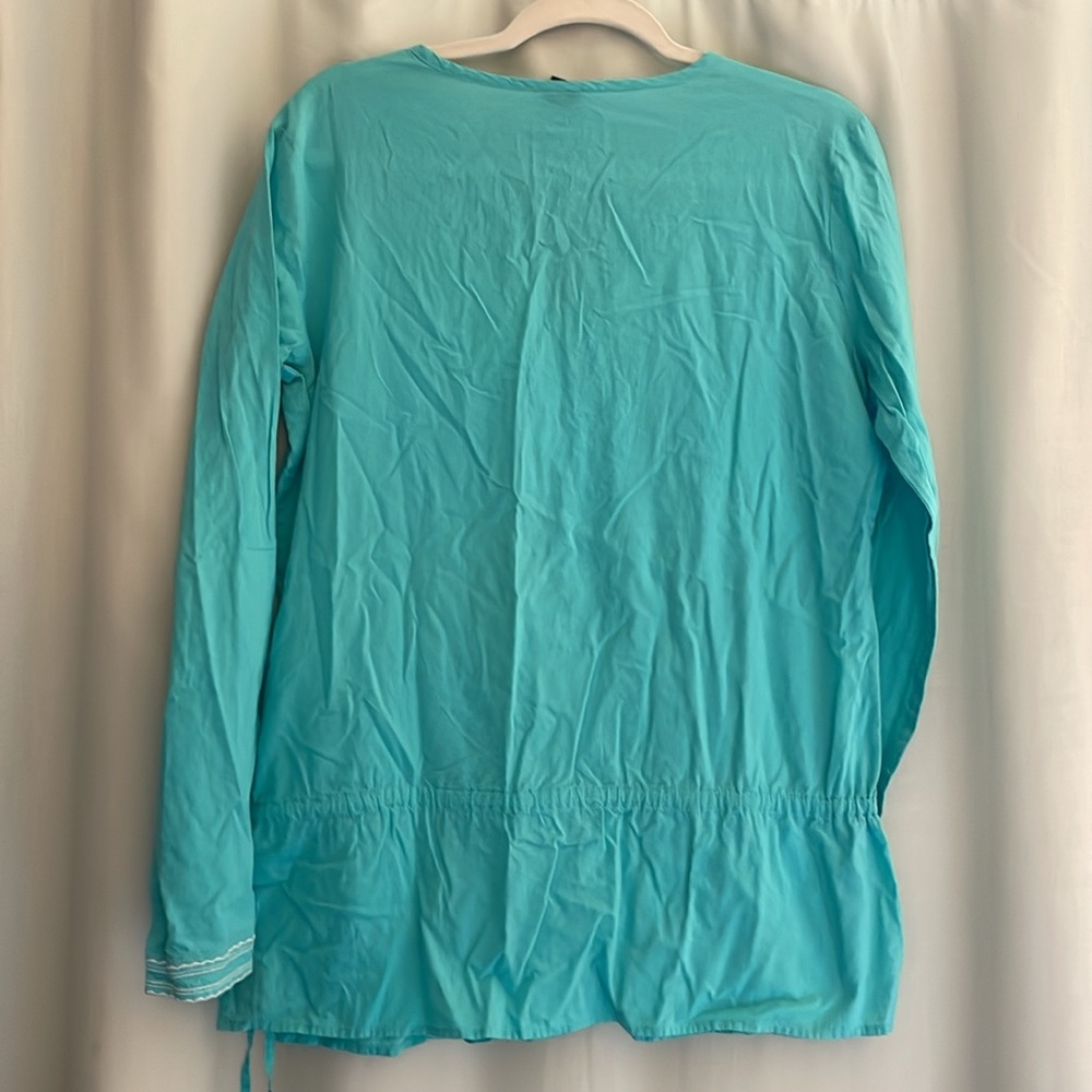 3 for‎ $25! GAP Women's Turquoise Embroidered Swim Cover Up Top, size medium - Picture 5 of 6